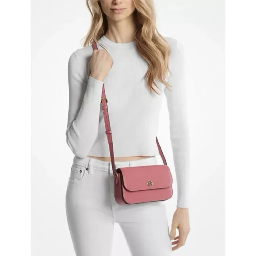 Michael Kors Jet Set Travel New NWT Pebbled Leather Berry Sorbet Crossbody $398 - Picture 2 of 12